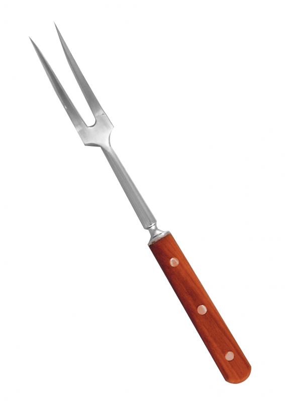 12 12.5-inch Heavy-duty Kitchen Fork with Short Wooden Handle